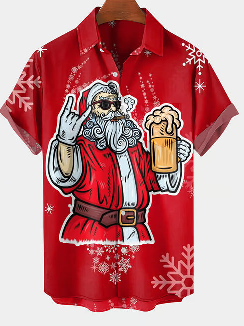 Men's Christmas Funny Graphic Short Sleeve Hawaiian Shirt